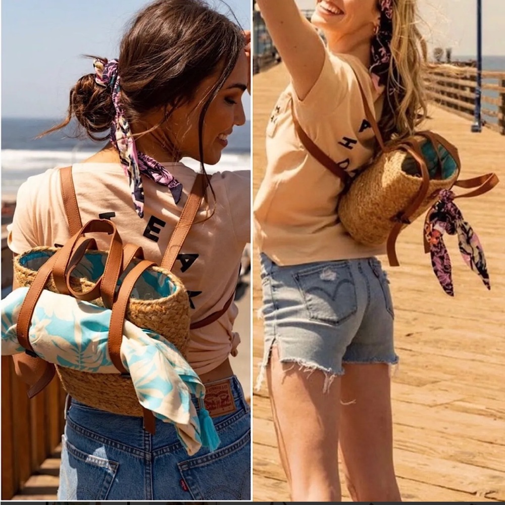 NWT XIX Palms "The Shorebreak" handmade jute cooler backpack